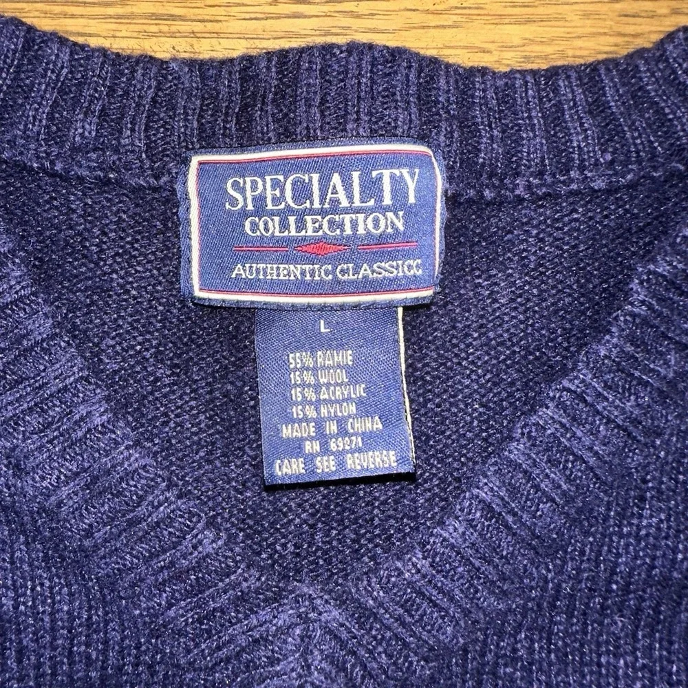 Vintage‎ 80's Specialty Collection Wool Blend Blue Nordic Isle Sweater Men's L